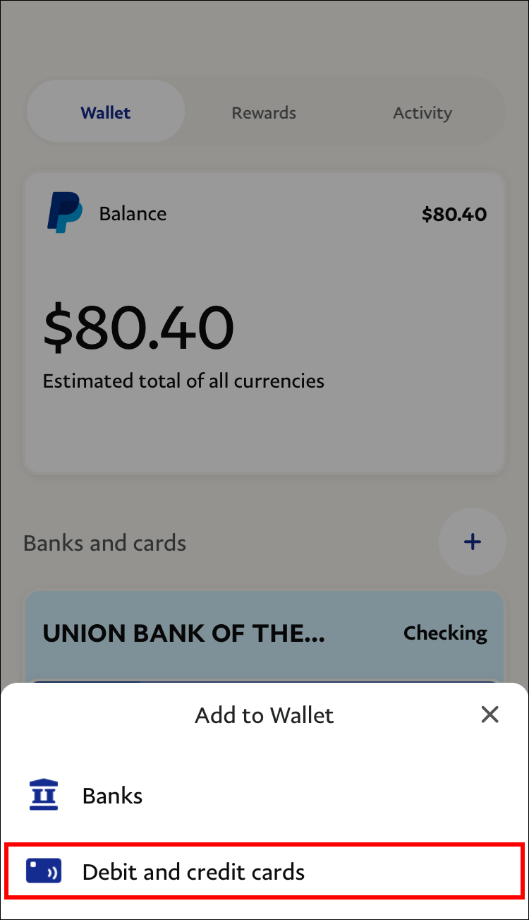 Select “Debit And Credit Cards.”