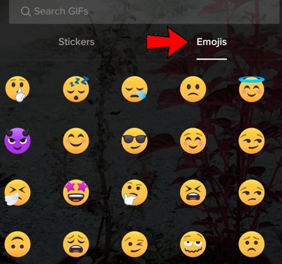 Select the Emoji tab at the top of the window to access the emoji list.