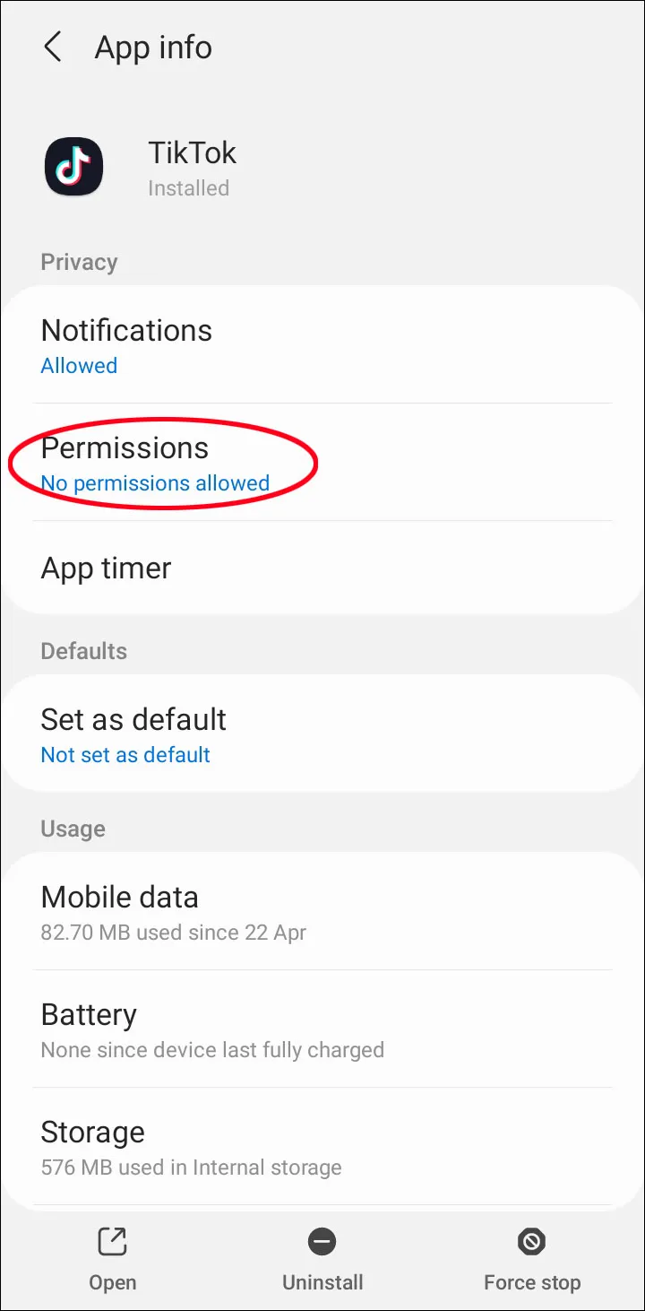 Tap “Permissions” and toggle the switch next to “Microphone.”