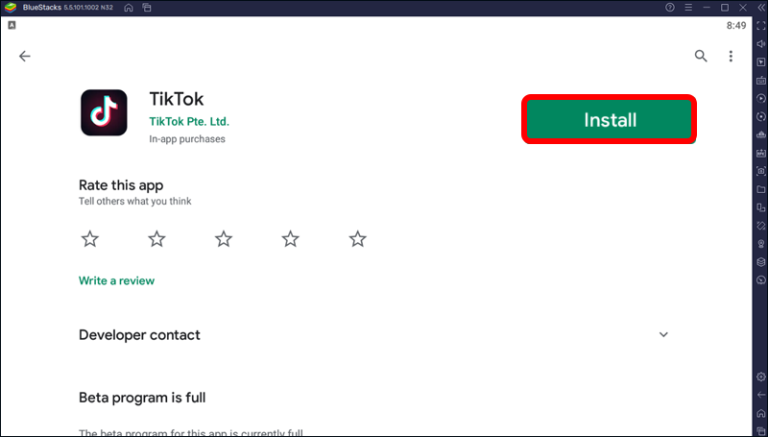 Click “Install.” TikTok will be added to the “Library,” and the icon will display on your home screen.