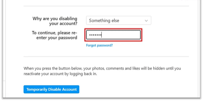 Re-enter your account password.