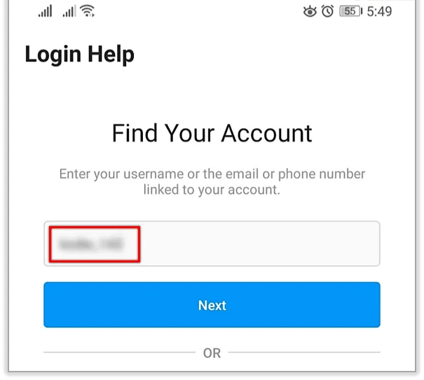 Select the option that allows you to enter your username.