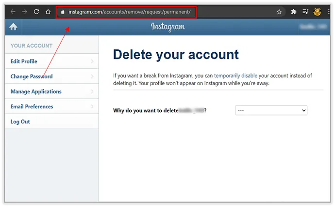 Go to the unique Delete Your Instagram Account page on your browser (ensure that you’re logged in).