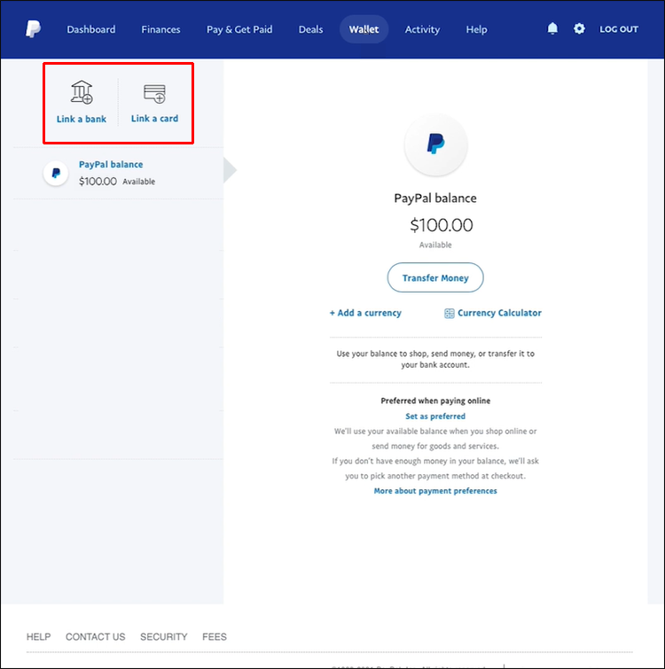 On the left side of the page, select “Link A Debit Or Credit Card.”