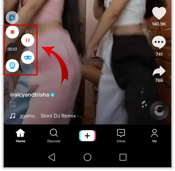 Tap the Overlay icon to expand the recording menu 