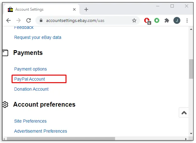 In the “Payments” section, click “PayPal Account.”