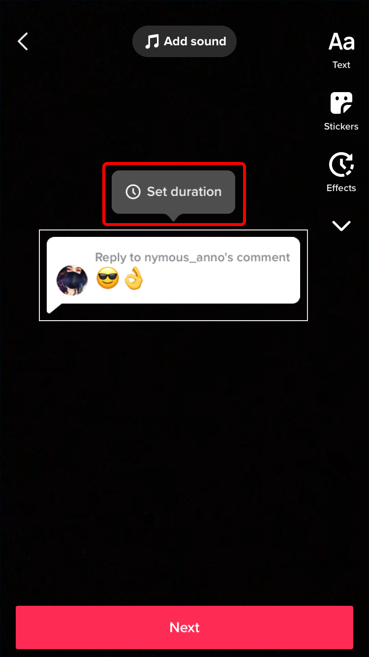 Tap the sticker and select “Set duration.”