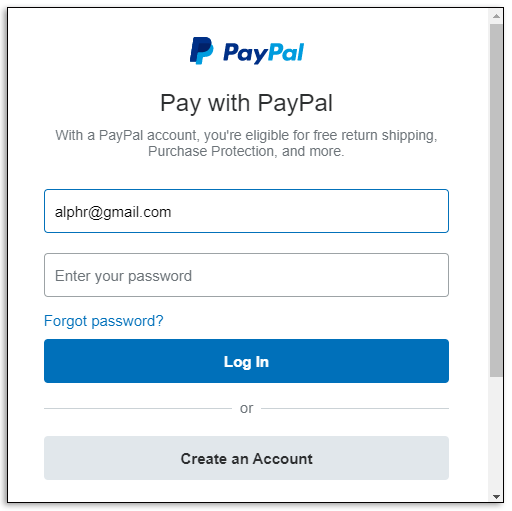 From here, you can log into your PayPal account.