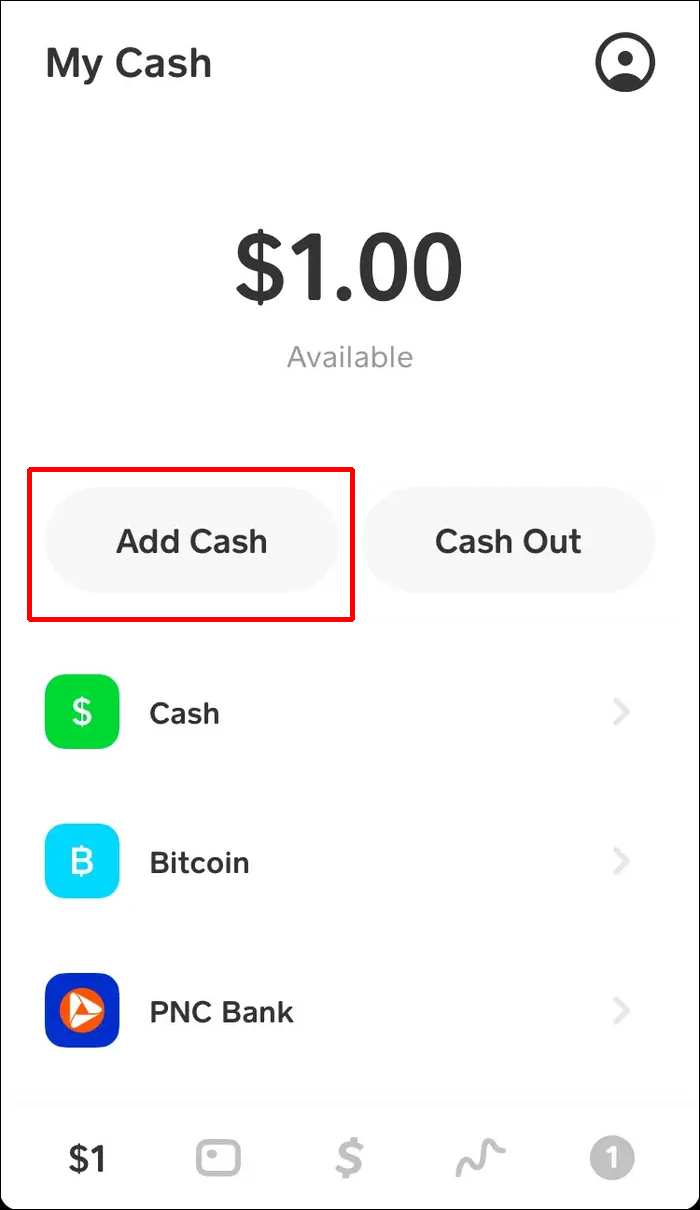 Pick “Add Cash.”