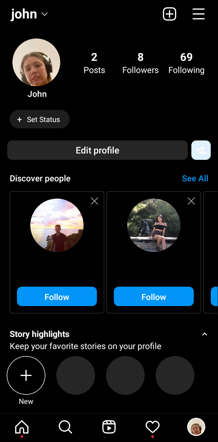 Select “Edit profile” on your profile page.