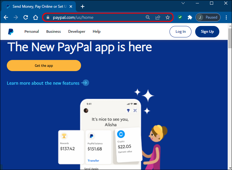 Open PayPal on your PC browser.