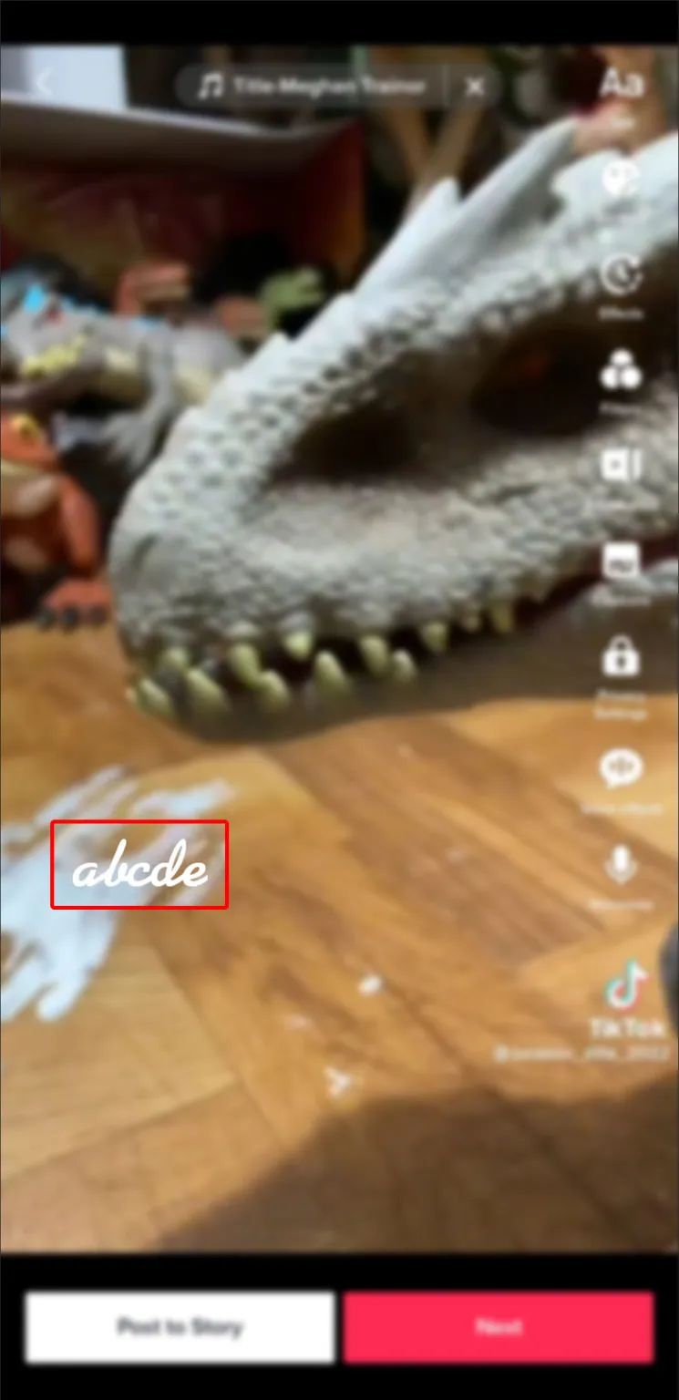 Once the text sticker appears in the correct portion of the video, long-press and drag it to the preferred position on the screen.