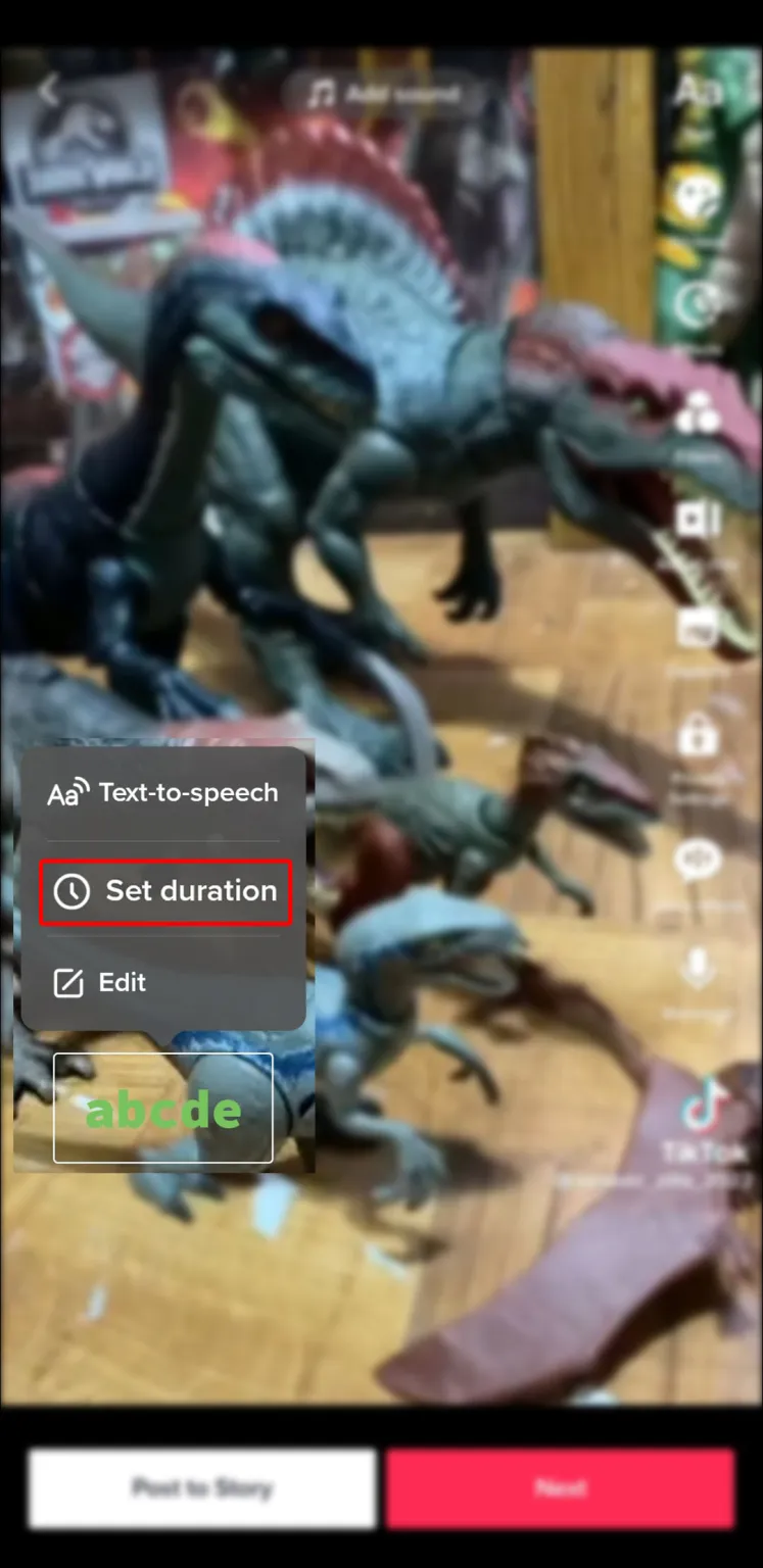 Go to “Set duration” from the pop-up menu above it.