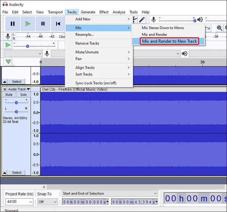 Choose “Mix and Render to a New Track.”