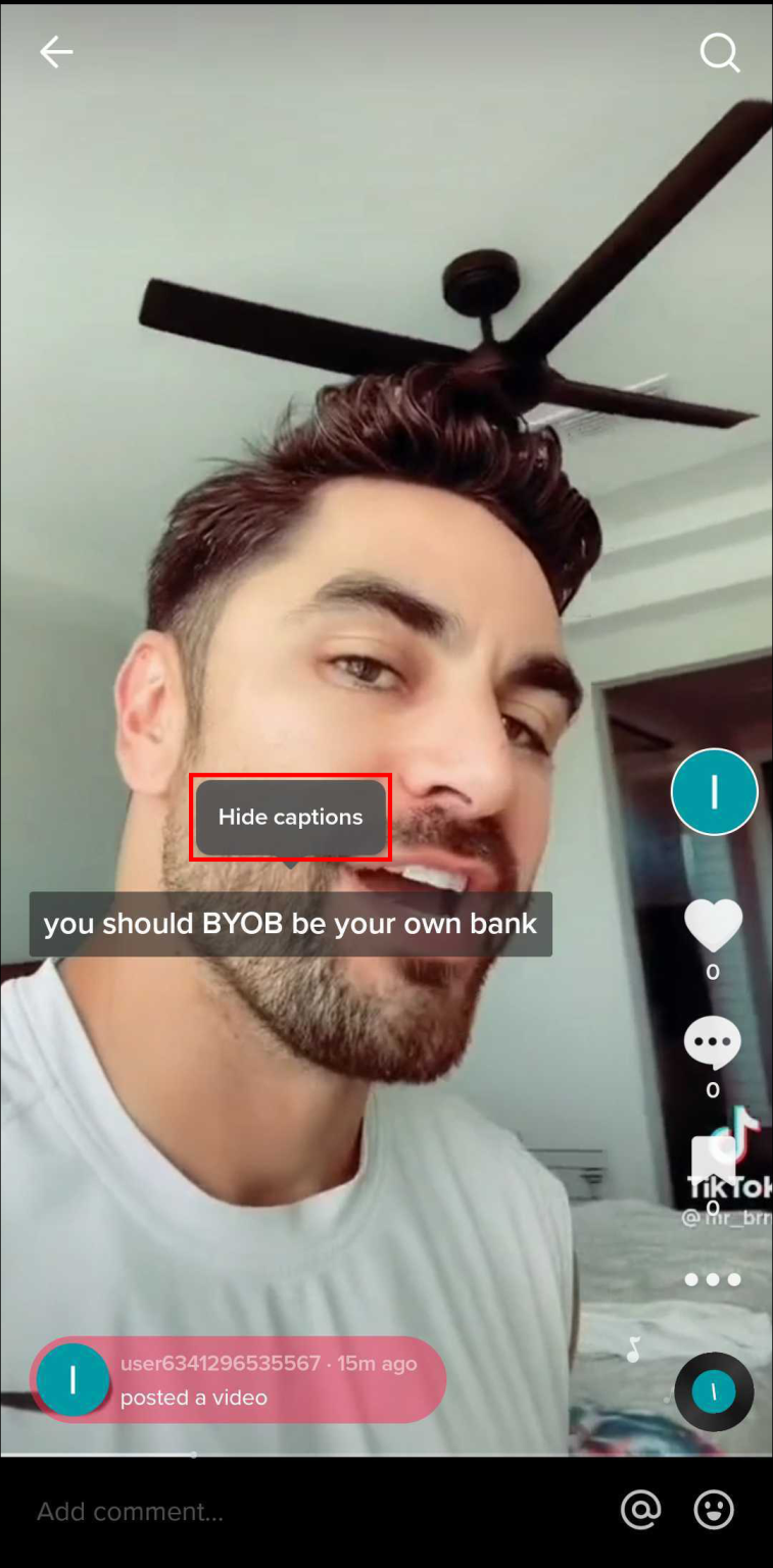 Click “Hide captions.”
