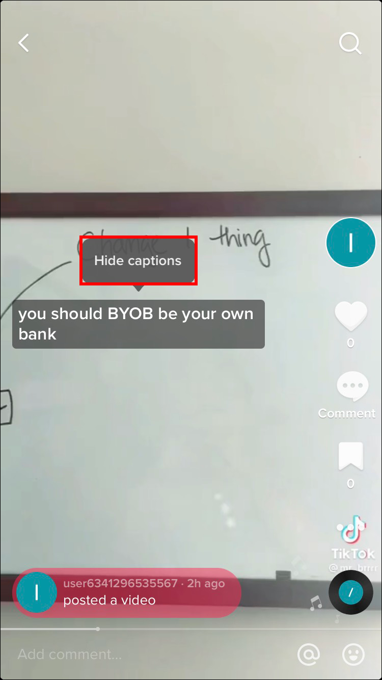 Select “Hide captions.”
