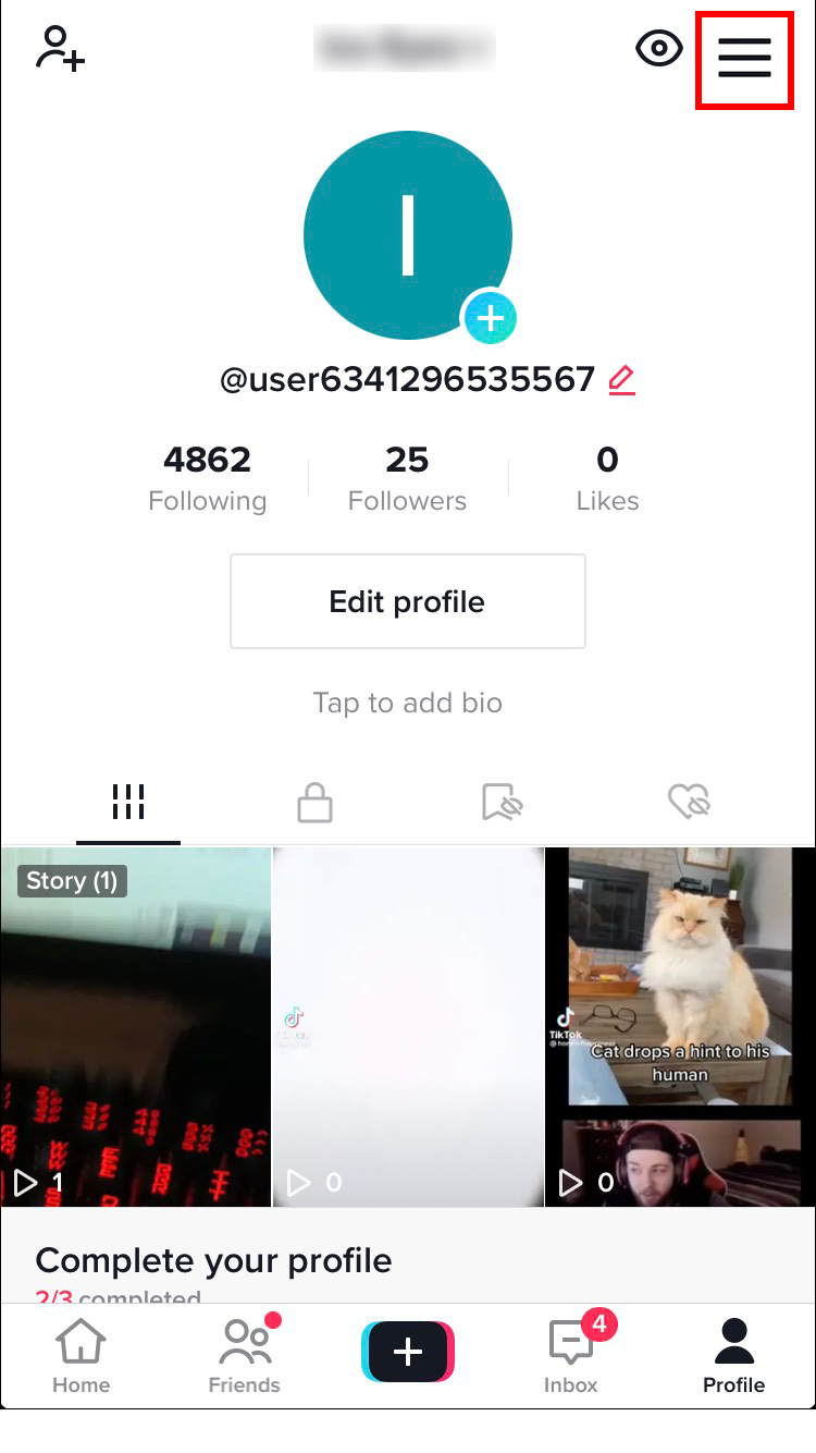 Press the Menu button at the top right.