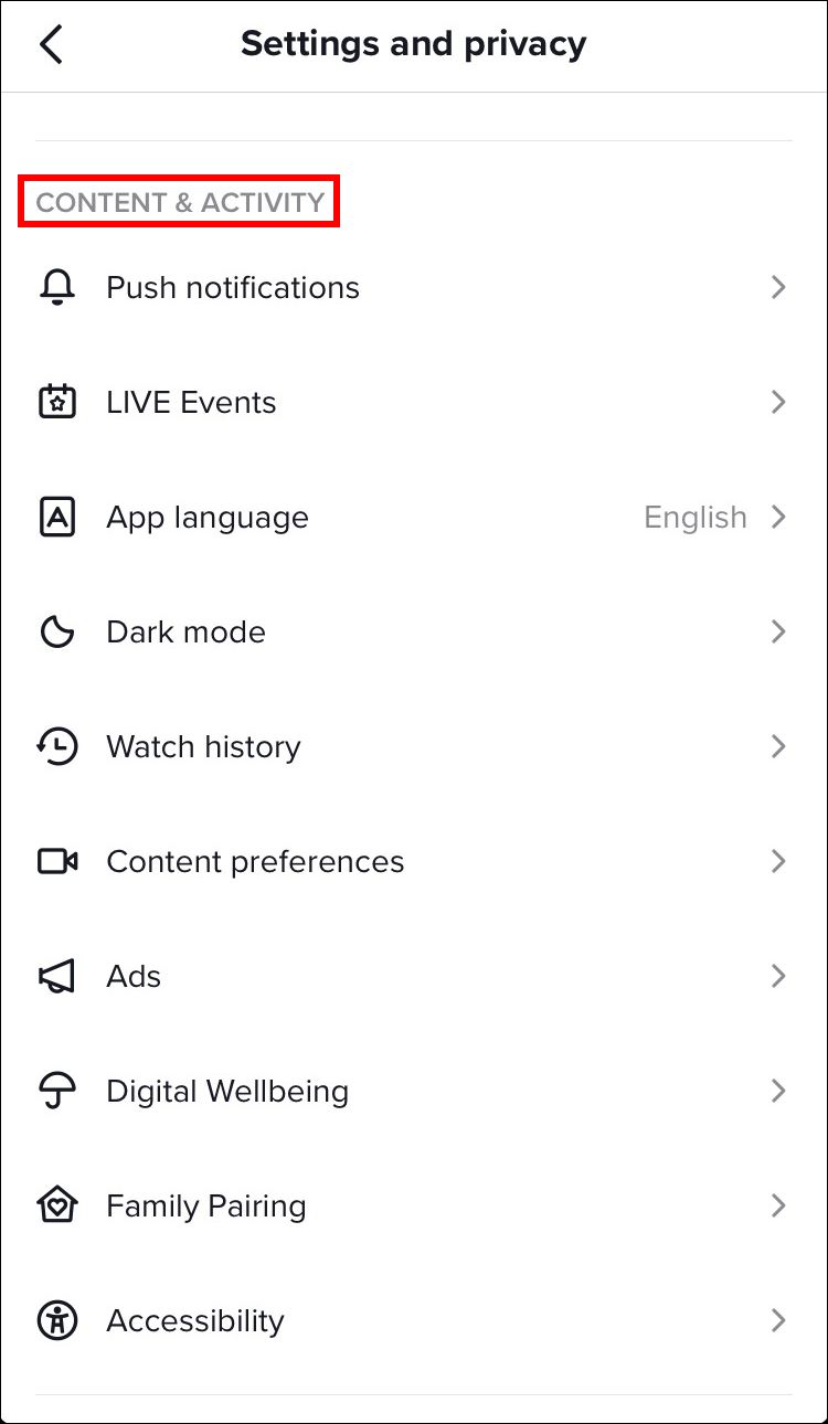 Navigate to the “Content & Activity” tab.