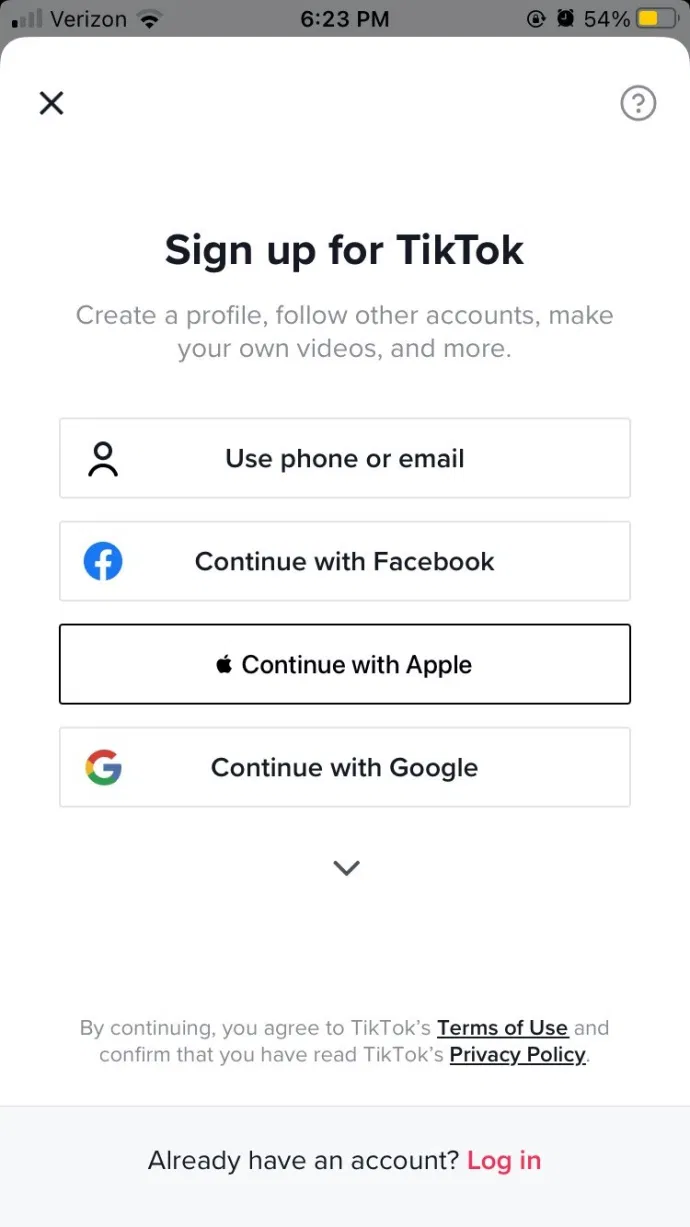 You can choose to sign up with your email address