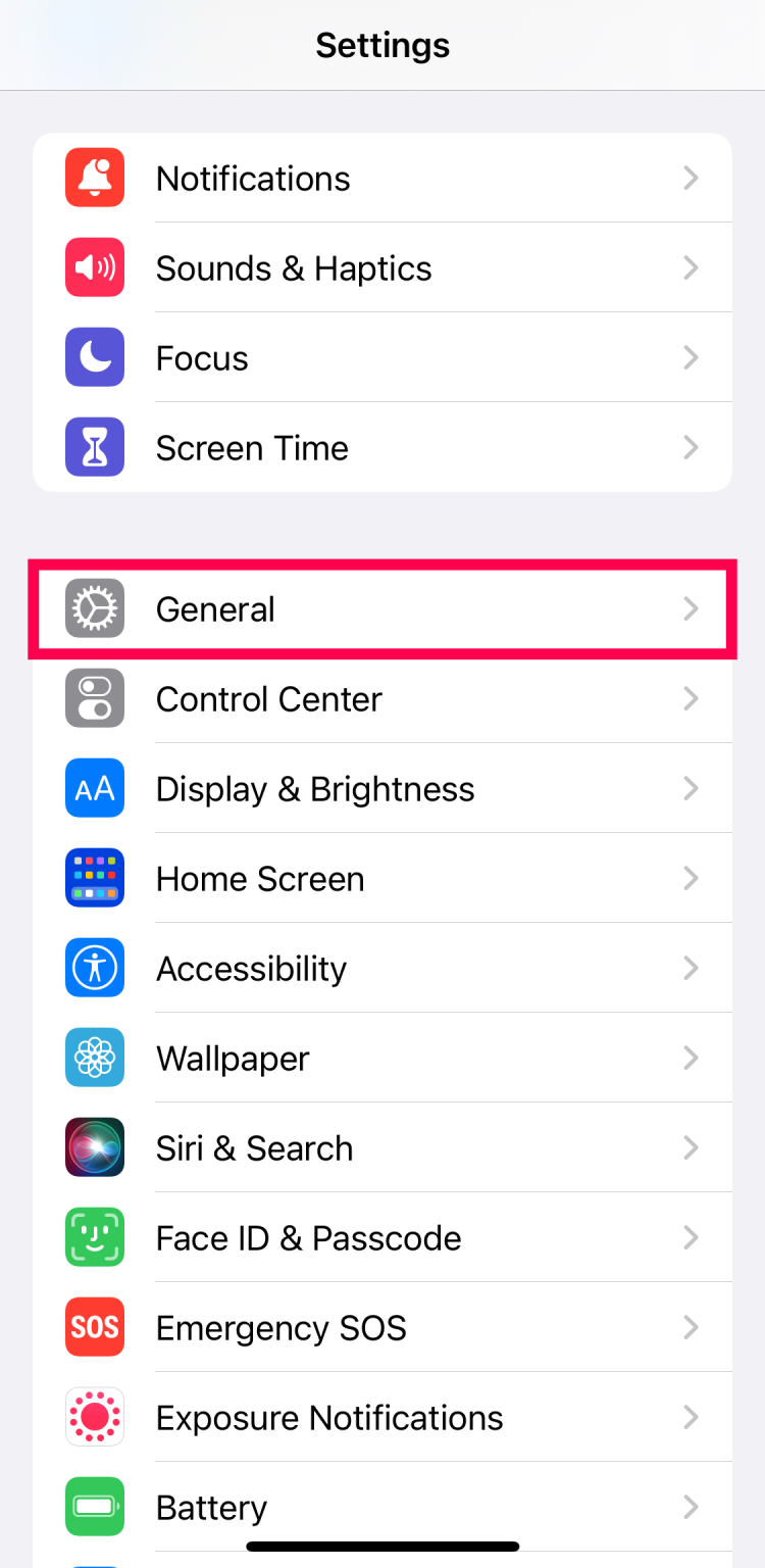 Open Settings and tap on General.