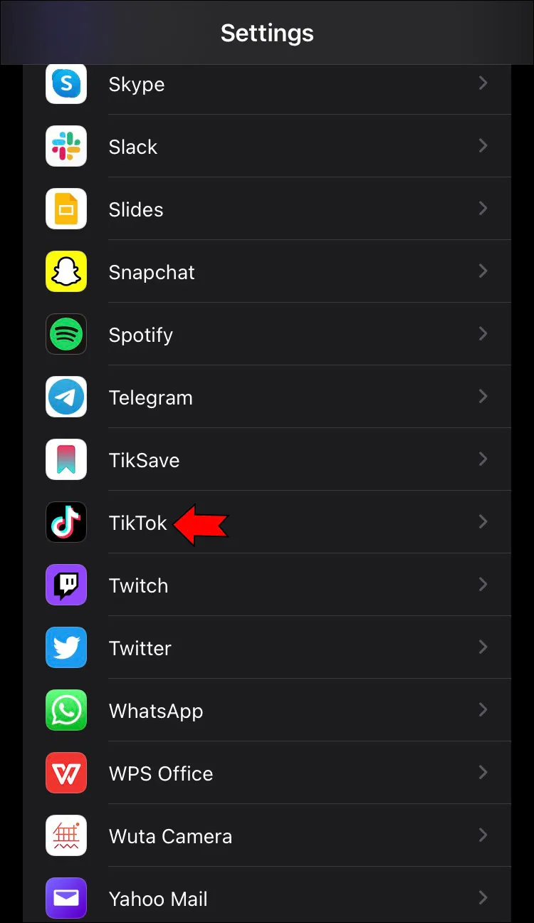 Go to your Settings and tap “TikTok.”