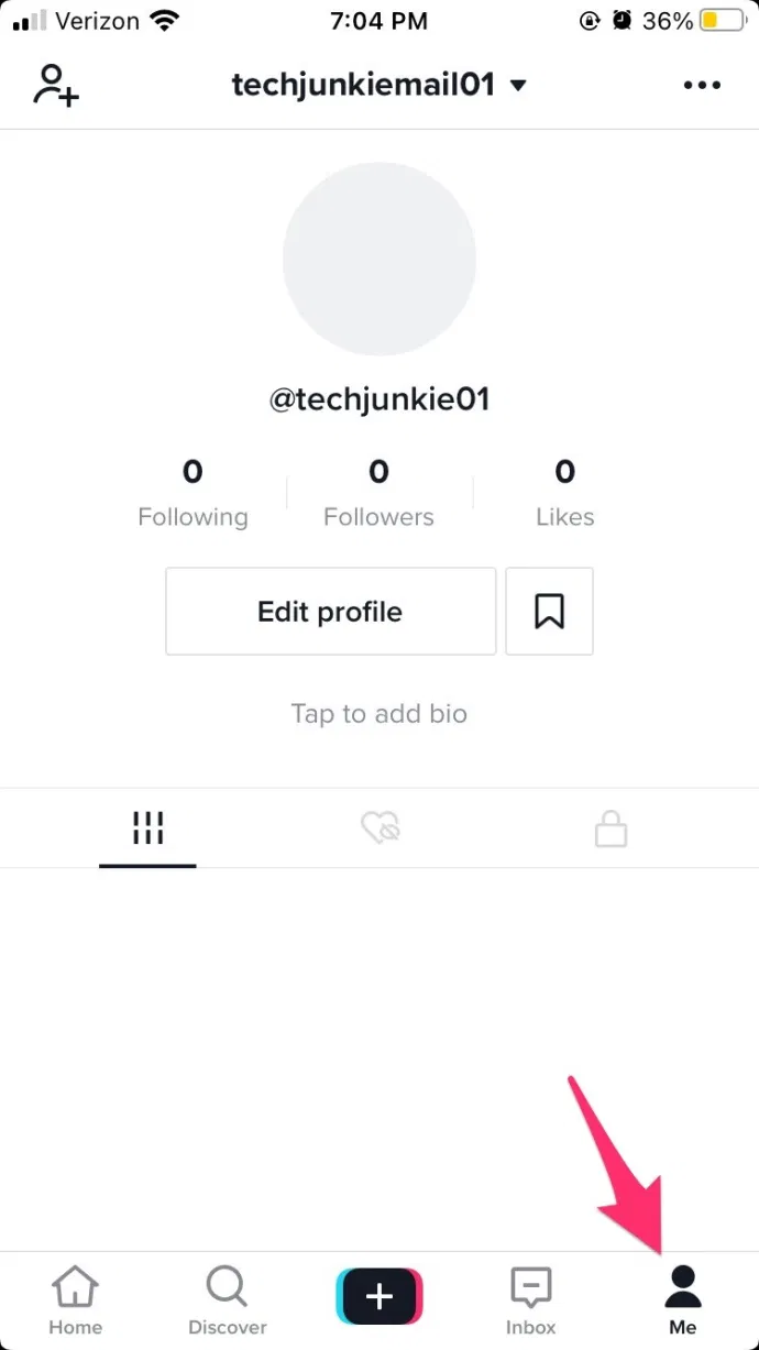 Start TikTok on your device. Tap on Me (profile).