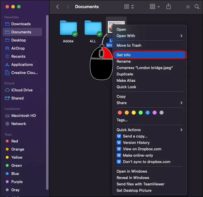 Right-click the image and select “Get Info.”