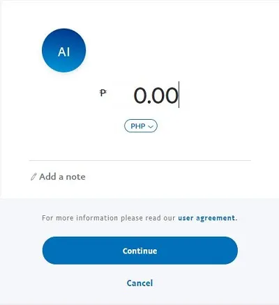 Enter the amount that you want to pay and select Continue.