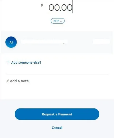 On the next page, enter the amount of money you are requesting from each person. You can also add more people on this page by selecting Add someone else?