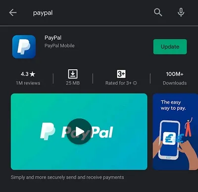 Open the Play Store app on your smartphone. At the top of the screen, enter PayPal. If an app called PayPal Mobile Cash: Send and Request Money Fast appears, tap it and select Install. When it is downloaded and installed, open the app.