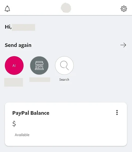 Enter your PayPal credentials. As with iOS, you will find your PayPal balance on the app’s main page, toward the left.