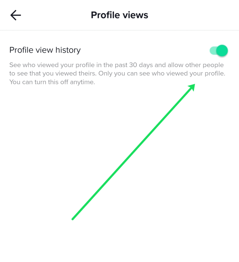 Toggle the switch in the top right to enable profile views.