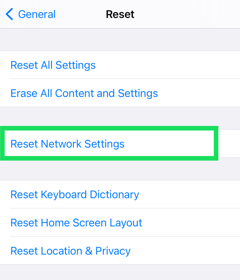 Tap on Reset Network Settings.