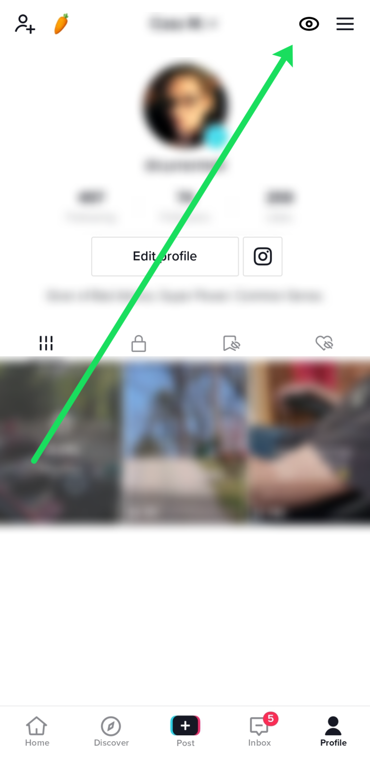 You’ll see an eye icon in the upper right corner of your profile. Tap it.