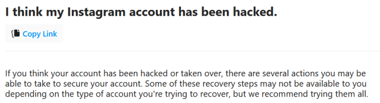 Follow the prompts, including selecting the type of account you’d like to recover, then choose My account was hacked to proceed.