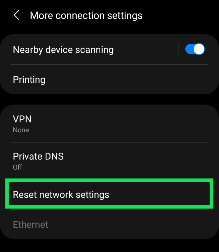 Tap on Reset Network Settings.