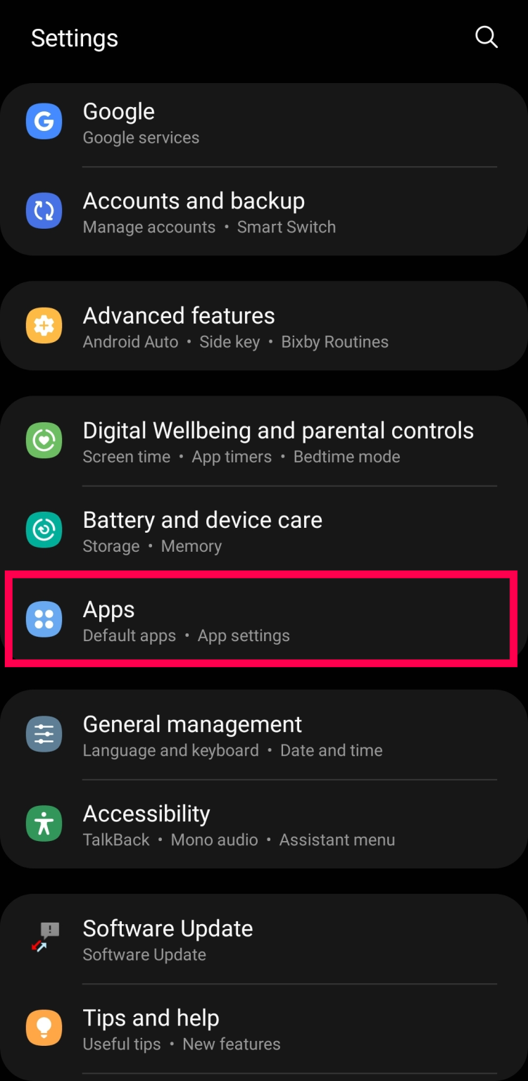 Open Settings and Apps on your phone.