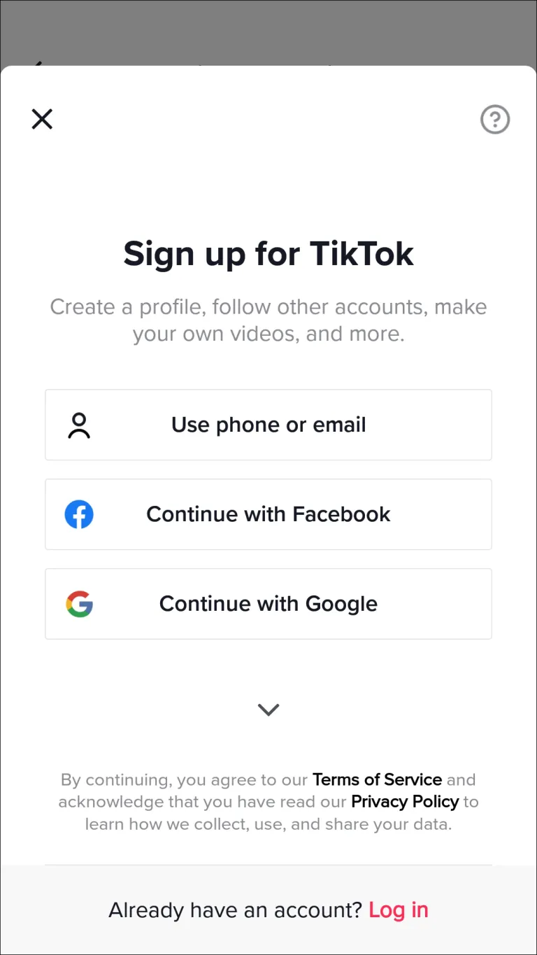 Log in to TikTok.