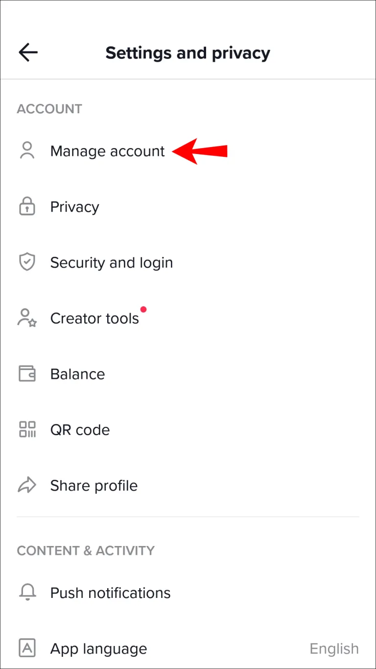 Select “Manage Account,” then “Password.”