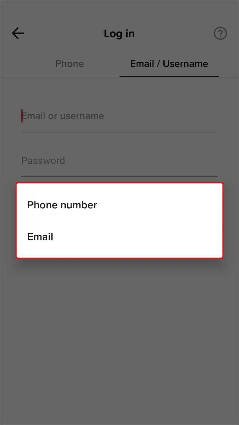 Select the preferred password reset method – phone or email.