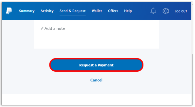 Click “Request a Payment,” and that’s it.