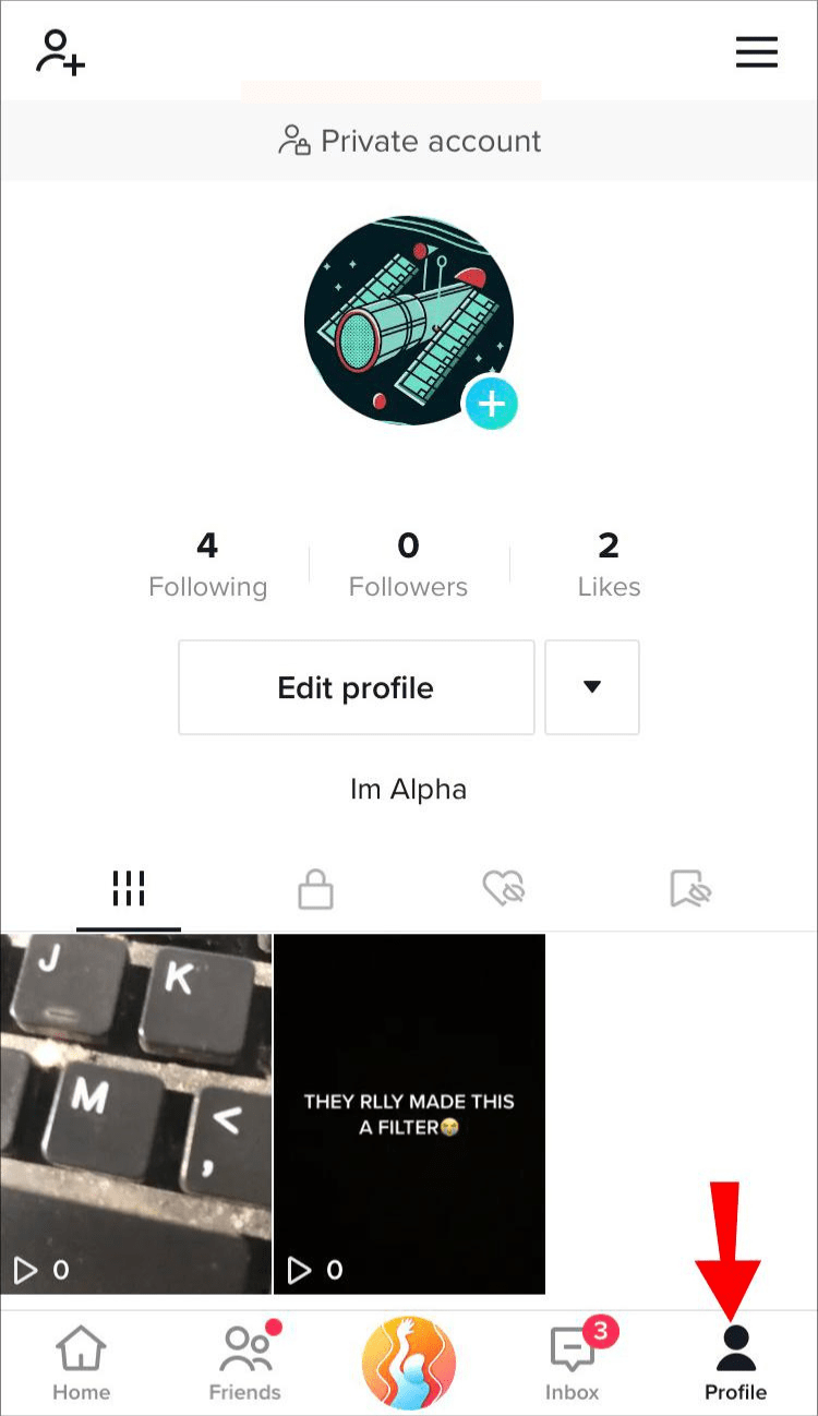 Open the TikTok app and go to your profile.