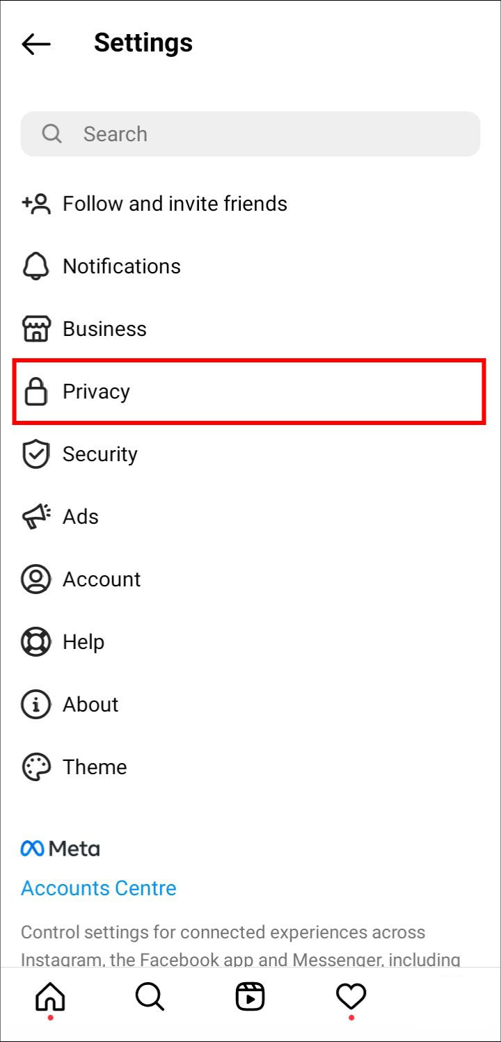 Head to the “Privacy” section and pick “Story.