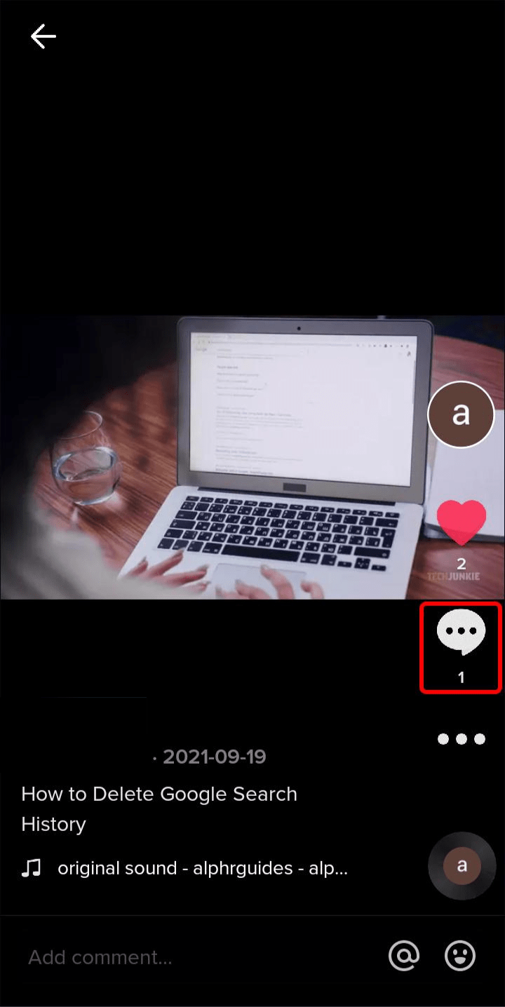 Press the comment icon.