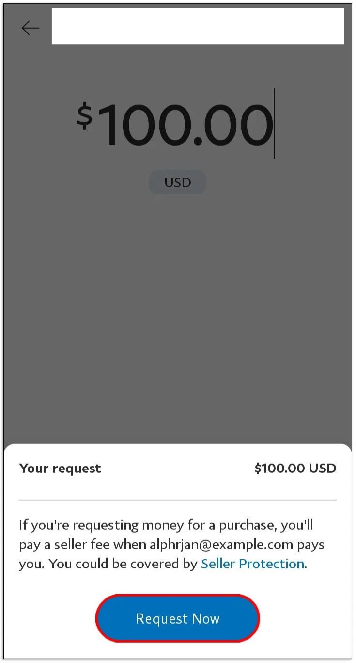 Now enter the amount and tap “Request Now.”