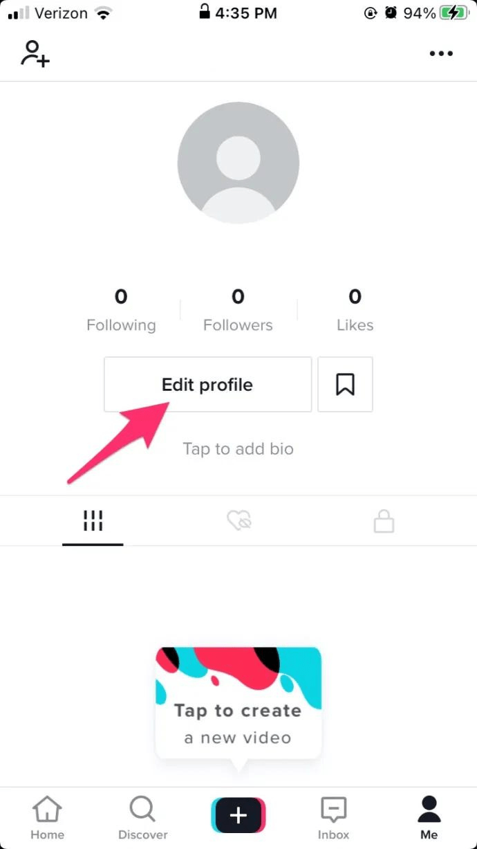 Tap the Edit Profile button.