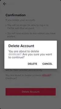 Click “Delete” and your TikTok account will be deleted, and you’ll be redirected to the TikTok starting page