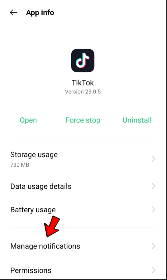 Tap to open TikTok details and choose ‘Manage notifications.’