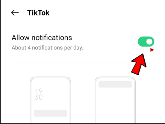 Make sure to flip the toggle button next to Allow notifications to on.