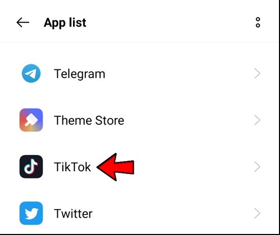 start typing TikTok in the search bar